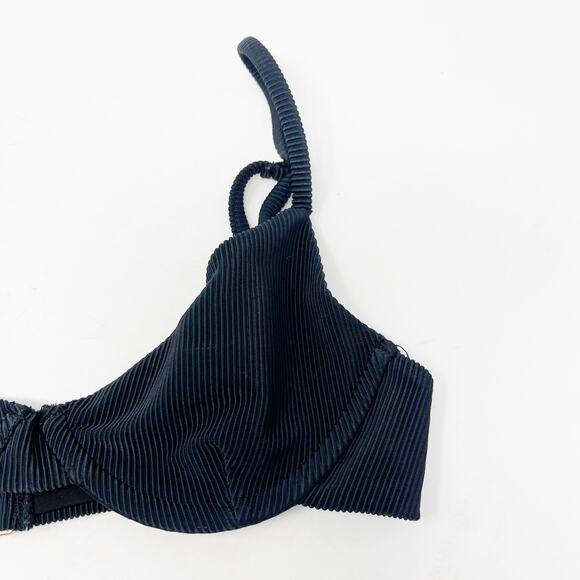 Beach Riot XSmall Black Camilla Bikini Top Ribbed Balconette Underwire Unpadded - Picture 3 of 10